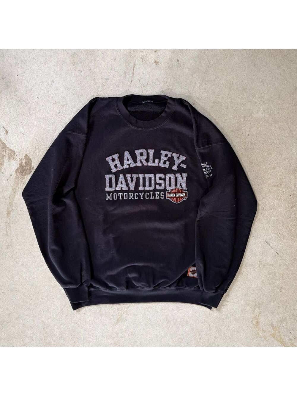Harley-Davidson Bald Eagle Marquette, Mi Patch-Work Crewneck Sweatshirt